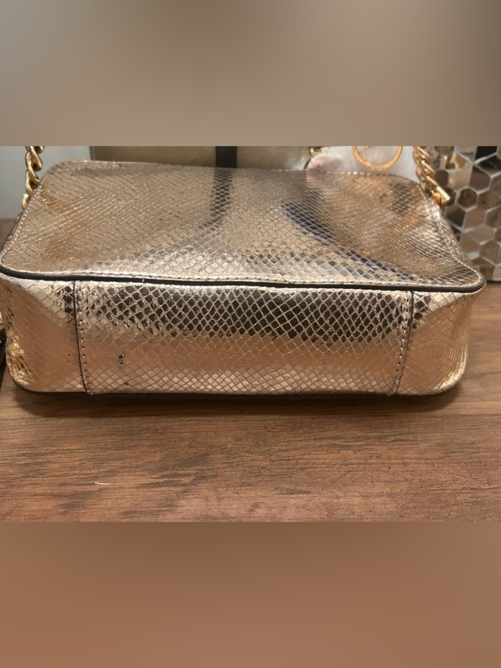Michael Kors Gold Crossbody Camera Bag With Tassle and Bag Charm - Picture 8 of 11